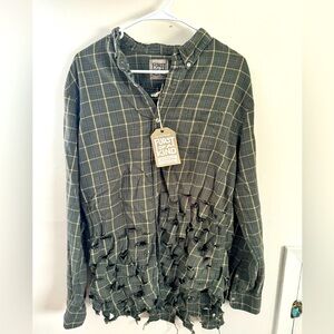 Distressed Plaid Button Up